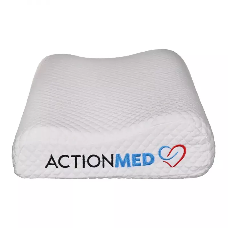 Poduszka ortopedyczna szyjna ActionMed CERVICAL MED PILLOW PO100AM — wypełnienie piankowe, 550×360×120 mm, zdejmowany pokrowiec do prania, biała