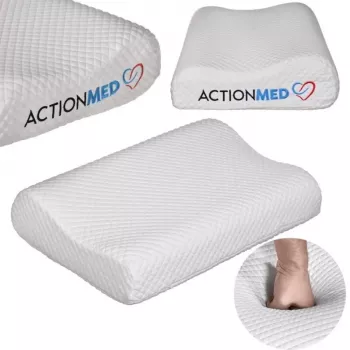 Poduszka ortopedyczna szyjna ActionMed CERVICAL MED PILLOW PO100AM — wypełnienie piankowe, 550×360×120 mm, zdejmowany pokrowiec do prania, biała