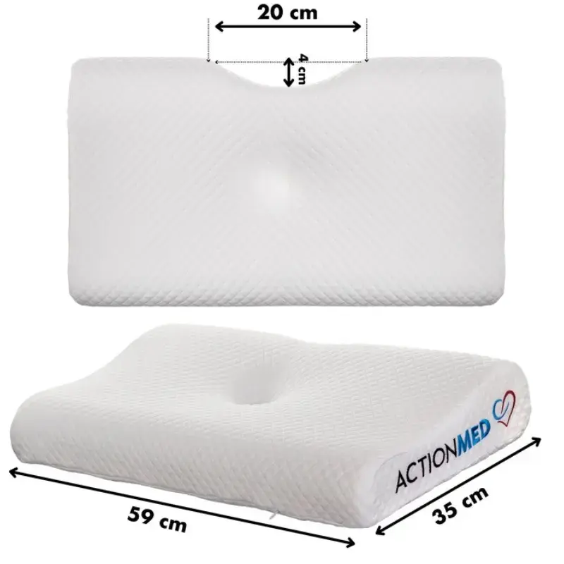 Poduszka ortopedyczna ActionMed PO200AM — anatomiczna poduszka piankowa na głowę i szyję, 590×350 mm, maksymalna wysokość 11 cm, pokrowiec nadający się do prania