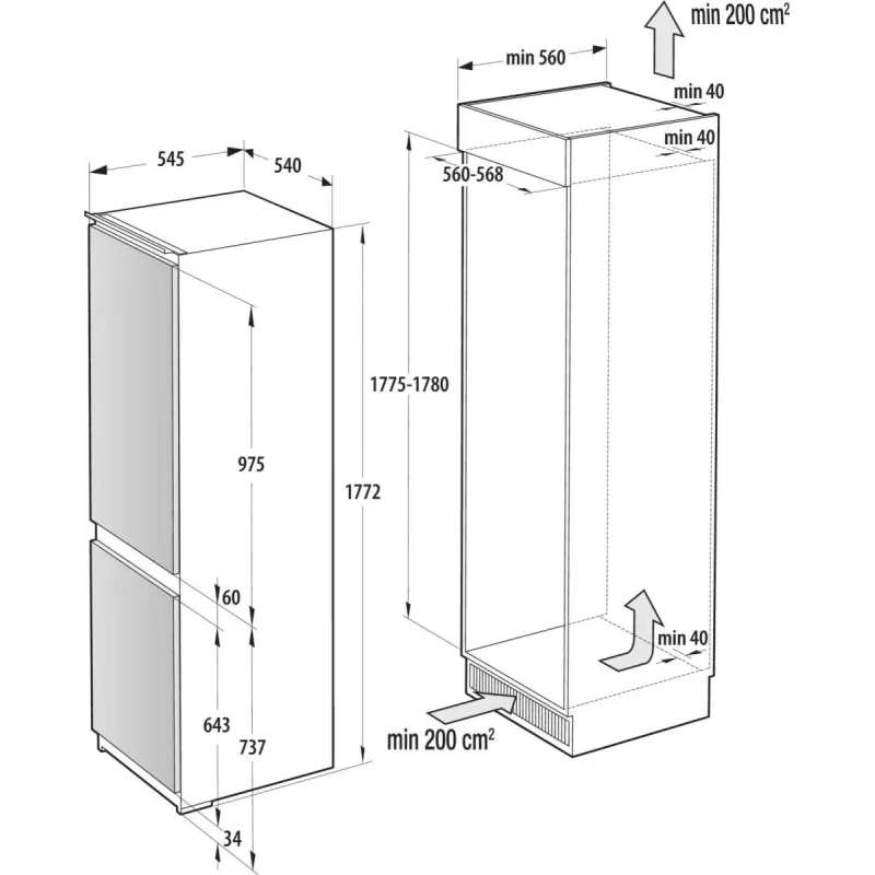 Gorenje NRKI517E41 do zabudowy 252 l biały