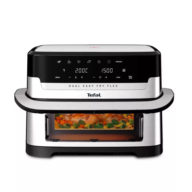 Tefal Dual Easy Fry Flex EY922D frytkownica beztłuszczowa, 9 L, czarny/stal nierdzewna