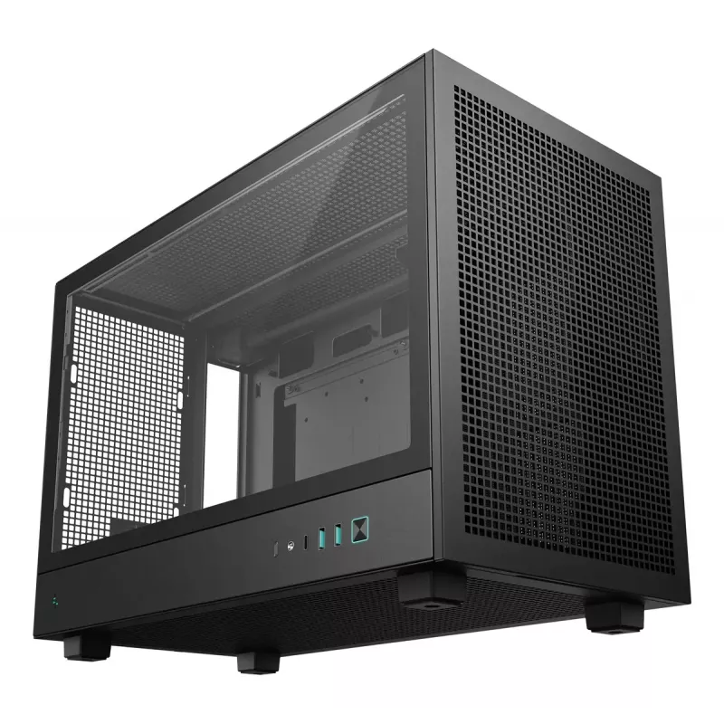 Obudowa PC DeepCool CH260 Micro Tower Czarna — Micro-ATX/Mini-ITX, szkło hartowane, USB-C, maks. GPU 413 mm