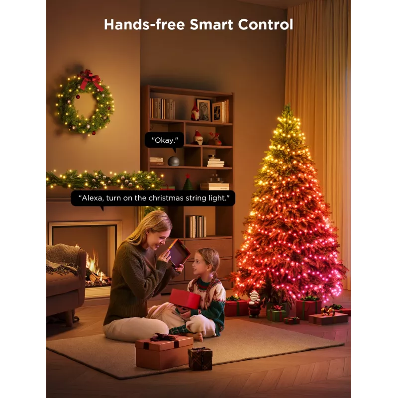 Inteligentne lampki łańcuchowe Govee 2S 20 m, Wi‑Fi/Bluetooth, zielony, 20 m długości, 2,5 m kabel zasilający, 6 mm szerokości