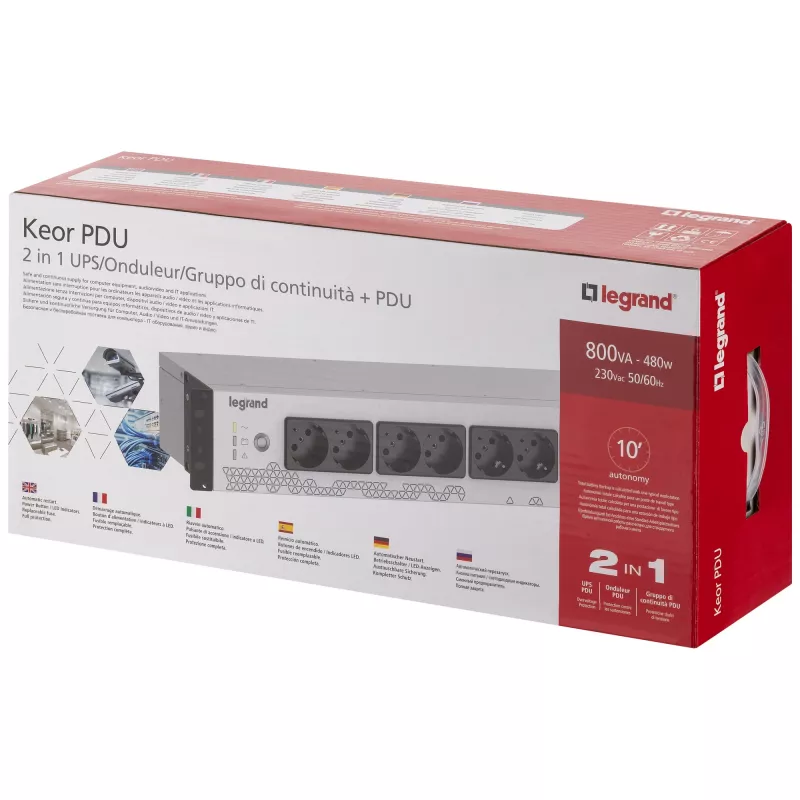 Legrand Keor UPS PDU 800VA FR INPUT 8 FR OUTPUT zasilacz awaryjny (UPS) Standby (Offline) 0,8 kVA 480 W 8 wyjść AC