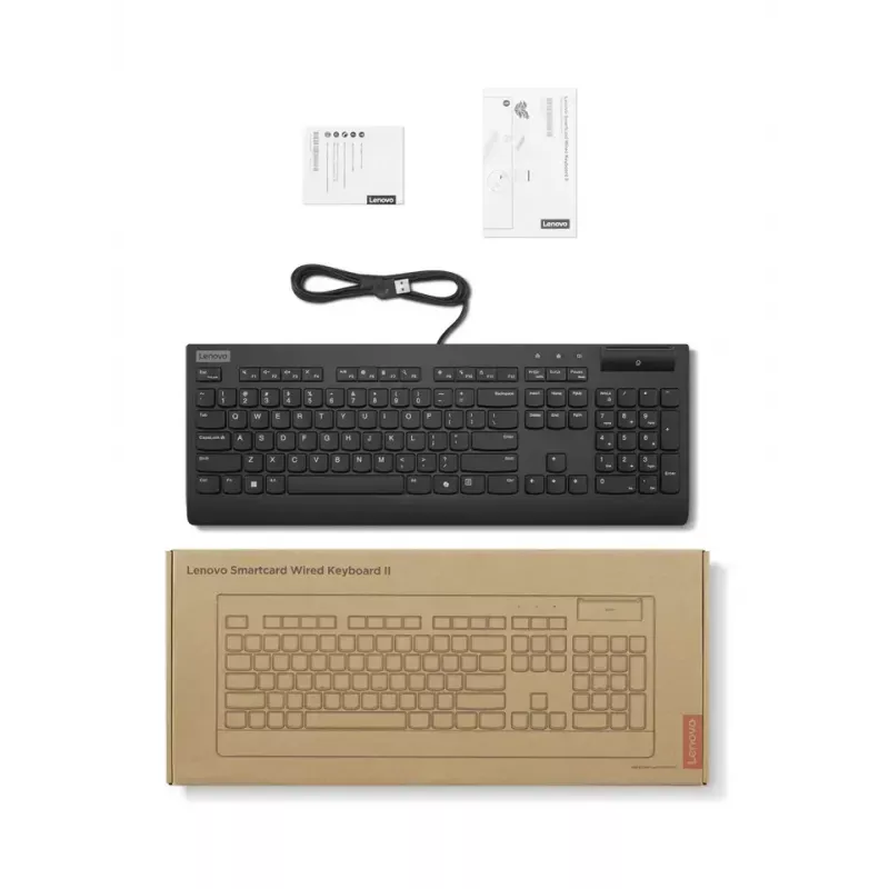 Klawiatura Lenovo Smartcard II przewodowa estońska czarna USB-A przełącznik tłokowy