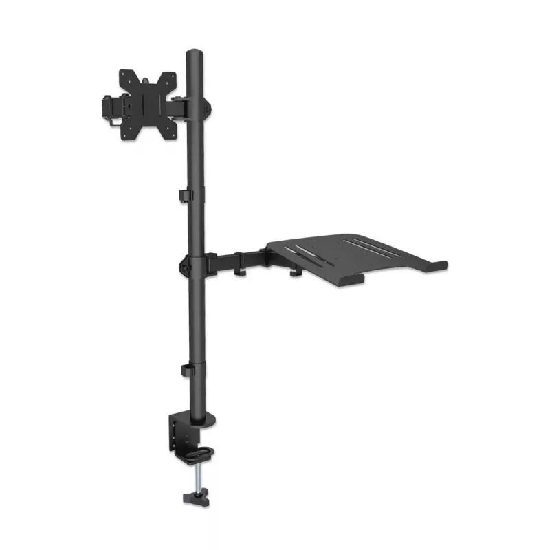 Manhattan Desk Mount for Monitors & Laptop Combo (Full Motion), ekrany: 10-27 cali, laptop do 17 cali, montaż zaciskowy, kompatybilność VESA: 75x75 i 100x100 mm, maks. 8 kg, uchwyt