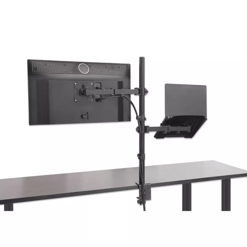 Manhattan Desk Mount for Monitors & Laptop Combo (Full Motion), ekrany: 10-27 cali, laptop do 17 cali, montaż zaciskowy, kompatybilność VESA: 75x75 i 100x100 mm, maks. 8 kg, uchwyt