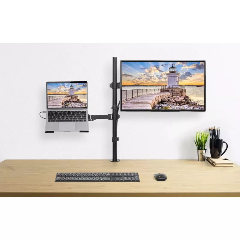 Manhattan Desk Mount for Monitors & Laptop Combo (Full Motion), ekrany: 10-27 cali, laptop do 17 cali, montaż zaciskowy, kompatybilność VESA: 75x75 i 100x100 mm, maks. 8 kg, uchwyt