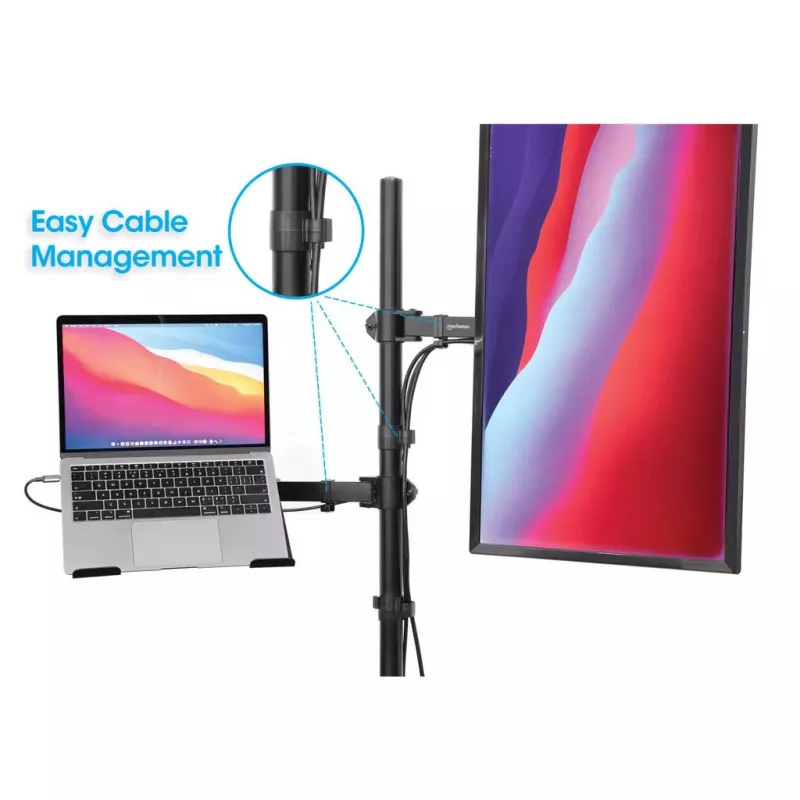 Manhattan Desk Mount for Monitors & Laptop Combo (Full Motion), ekrany: 10-27 cali, laptop do 17 cali, montaż zaciskowy, kompatybilność VESA: 75x75 i 100x100 mm, maks. 8 kg, uchwyt