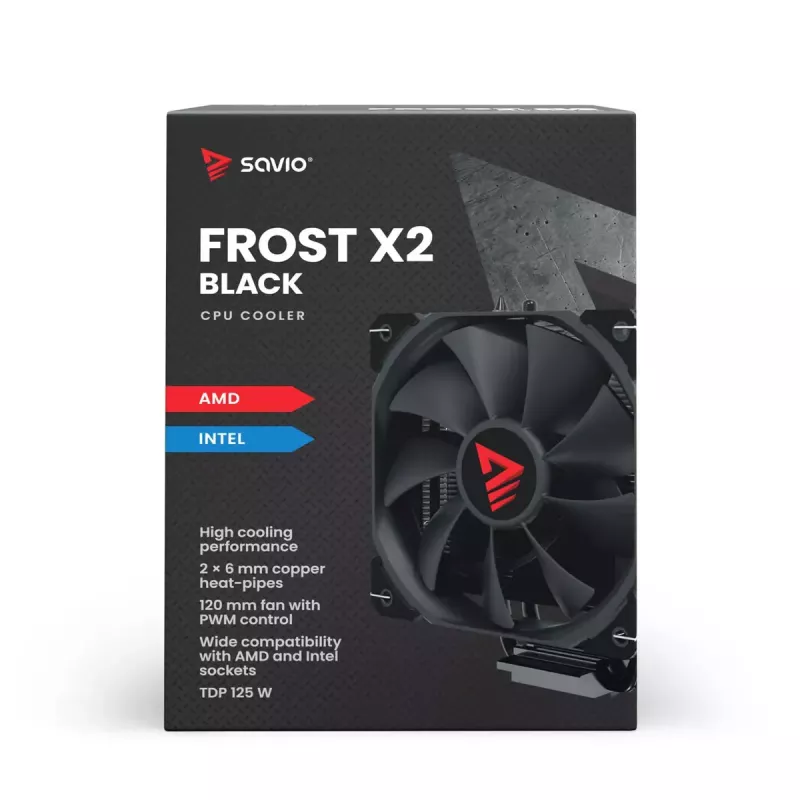 Radiator/chłodzenie SAVIO SAVGCOFROSTCzarnyX2 wentylator 120 mm, kompatybilny z LGA 1156/1155/1150/1151/1200/1366/1700, czarny