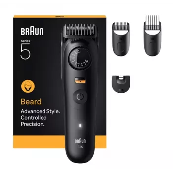 Beard trimmer BRAUN BT5520 — 0,5–20 mm, 40 stopni długości, akumulatorowy, 120 min pracy, czarny