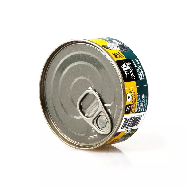 Mokra karma dla kota 3coty Kurczak ze spiruliną dla kociąt i kotek karmiących 80 g, karma pełnoporcjowa, 19% białka, 8% tłuszczu
