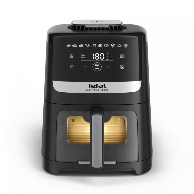 Tefal Easy Fry Silence EY5568E0 frytkownica Pojedyncza 5 L Wolnostojąca Frytkownica na gorące powietrze Czarny, Stal nierdzewna