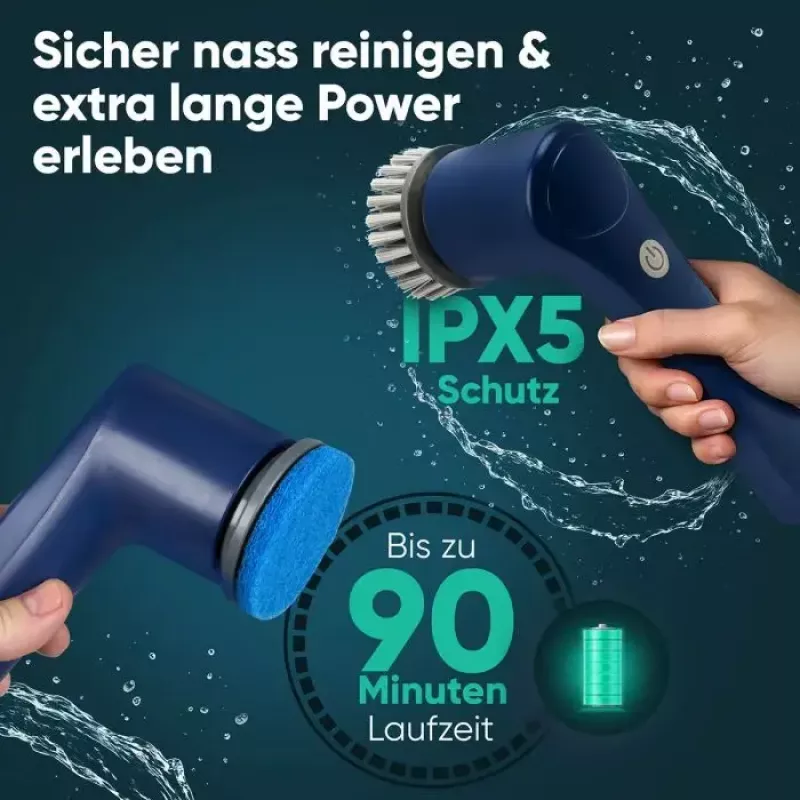 Clatronic ERB 3815 A bezprzewodowa elektryczna szczotka czyszcząca z 8 końcówkami