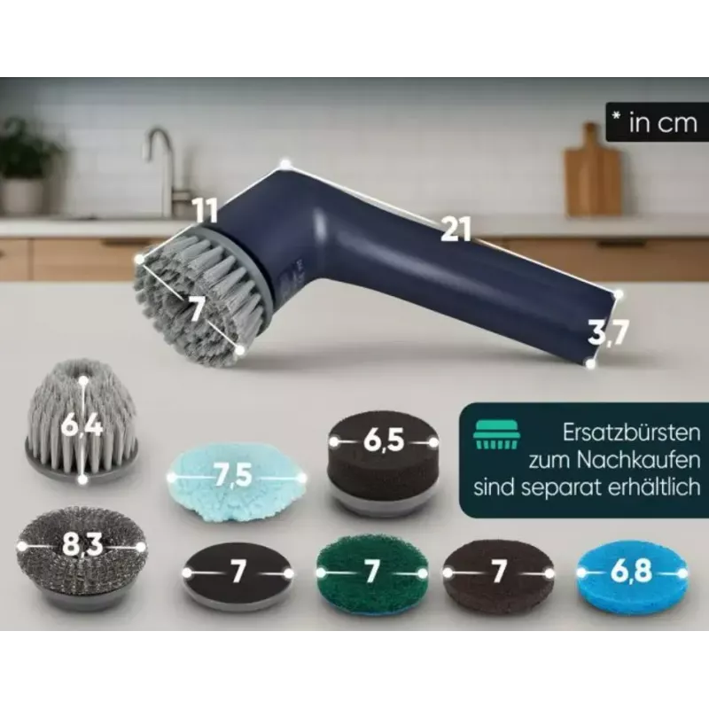 Clatronic ERB 3815 A bezprzewodowa elektryczna szczotka czyszcząca z 8 końcówkami