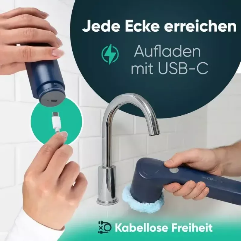 Clatronic ERB 3815 A bezprzewodowa elektryczna szczotka czyszcząca z 8 końcówkami