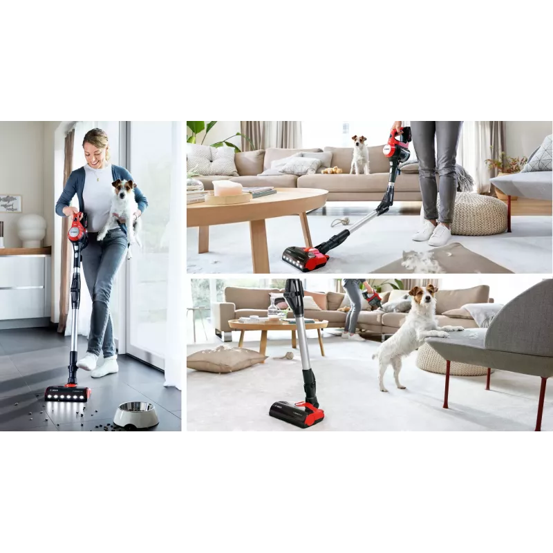 Bosch BCS711PET odkurzacz bezprzewodowy/szczotka elektryczna Akumulatorowy Na sucho Bezworkowy 0,3 l Czarny, Czerwony 3 Ah