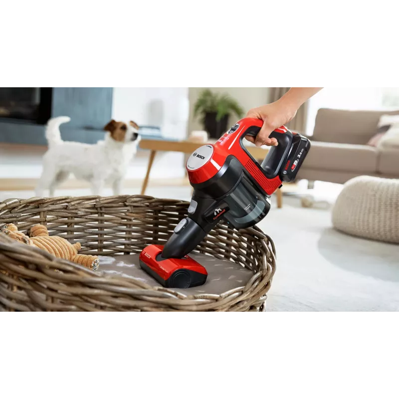 Bosch BCS711PET odkurzacz bezprzewodowy/szczotka elektryczna Akumulatorowy Na sucho Bezworkowy 0,3 l Czarny, Czerwony 3 Ah