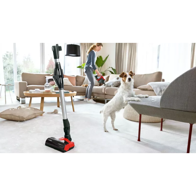 Bosch BCS711PET odkurzacz bezprzewodowy/szczotka elektryczna Akumulatorowy Na sucho Bezworkowy 0,3 l Czarny, Czerwony 3 Ah