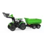 Mechaniczny traktor-zabawka Lena Deutz-Fahr Worxx o długości 74 cm z odczepianą przyczepą