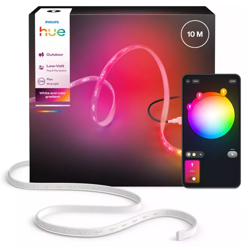 Philips Hue Flux Gradient Smart LED Strip Light, 30W, Bluetooth and Zigbee