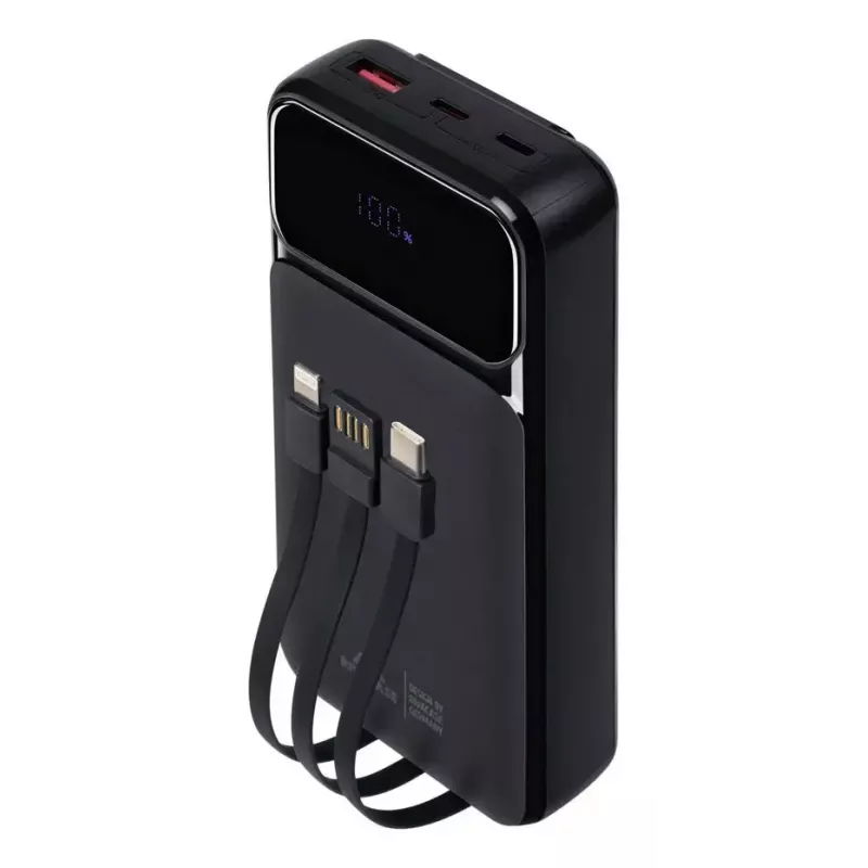 Przenośny powerbank Rivacase VA2221 — 20000 mAh LiPo, PD 3.0 i QC 3.0, 3 porty (1×A, 2×C), moc wyjściowa 22,5 W