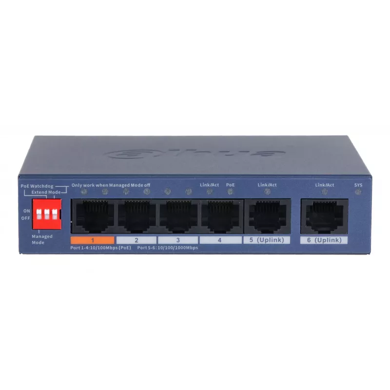 Przełącznik sieciowy Dahua Technology CS4006-4ET2GT-60 zarządzalny L2 Gigabit Ethernet (10/100/1000) Power over Ethernet (PoE) niebieski