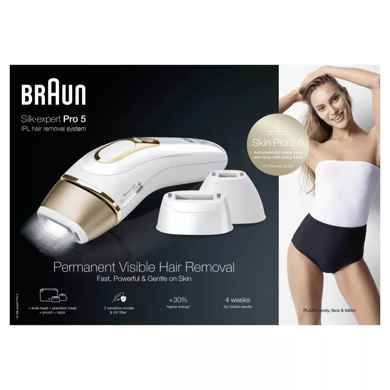 Braun Silk-expert Pro Silk·expert Pro 5 PL5267 Intensywne światło pulsacyjne (IPL) Złoty, Biały