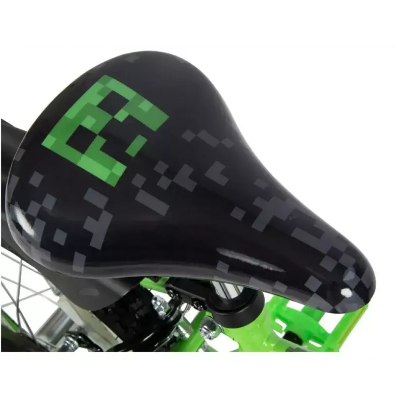 Rower dziecięcy HUFFY Minecraft 16 cali zielony — stalowa rama 16 cali, jednobiegowy, hamulce szczękowe przednie/tylne