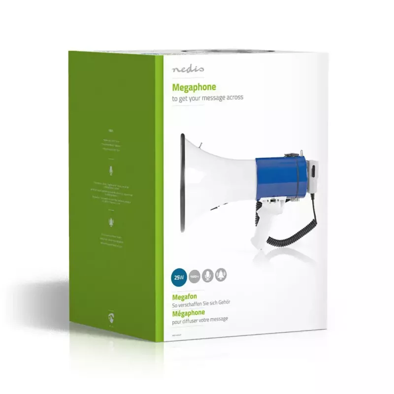 Megafon Nedis MEPH200WT Biały Niebieski 20W Zasięg 300m