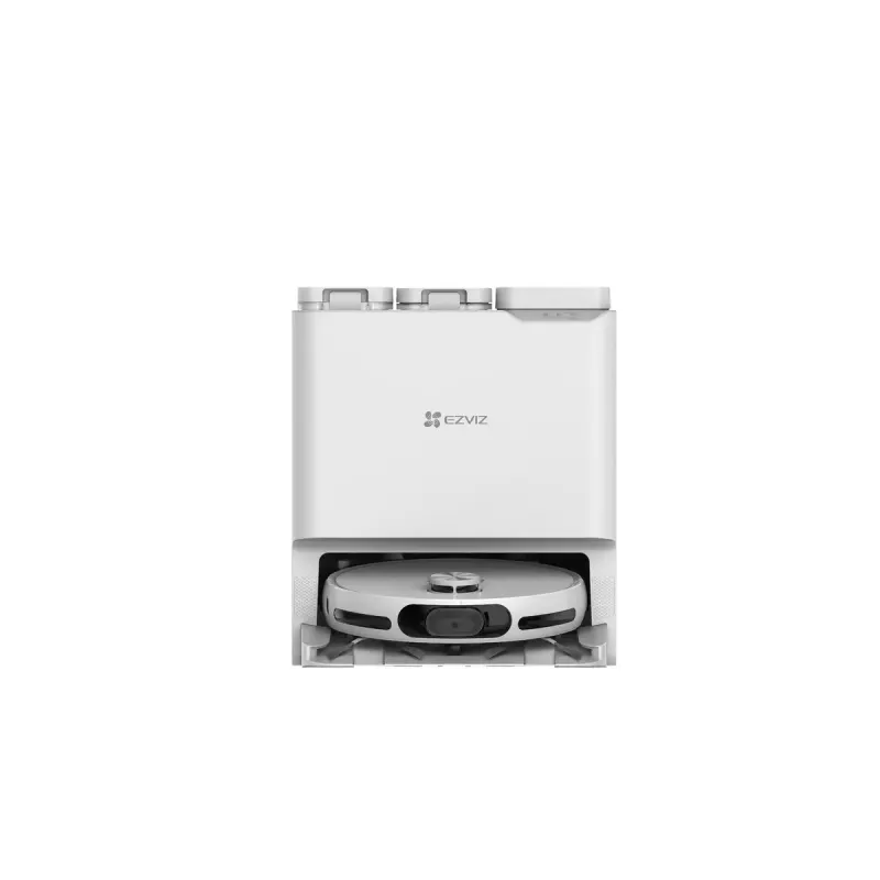 Robot sprzątający EZVIZ RS20 Pro — Li-Ion 5200 mAh, 220 min pracy, 7200 Pa siły ssania, baza samoopróżniająca, nawigacja LiDAR, worek na kurz 0,35 L, mycie mopem, biały