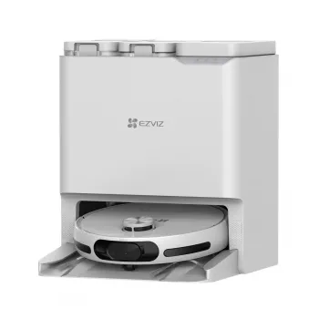 Robot sprzątający EZVIZ RS20 Pro — Li-Ion 5200 mAh, 220 min pracy, 7200 Pa siły ssania, baza samoopróżniająca, nawigacja LiDAR, worek na kurz 0,35 L, mycie mopem, biały