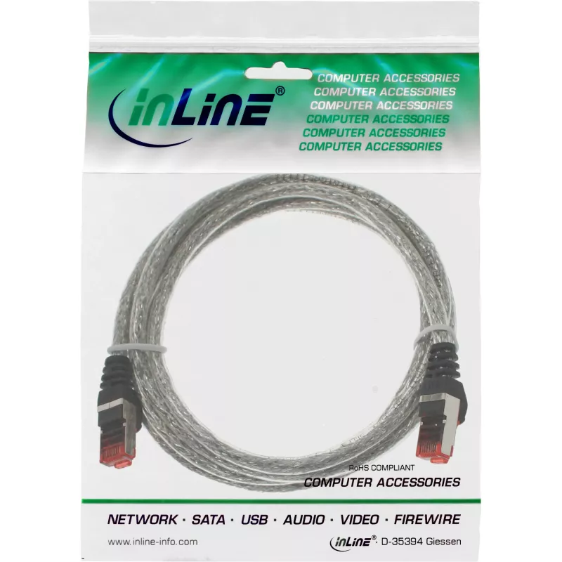 InLine Patch kabel S/FTP PiMF Cat.6 250MHz PVC miedziany przezroczysty 3m