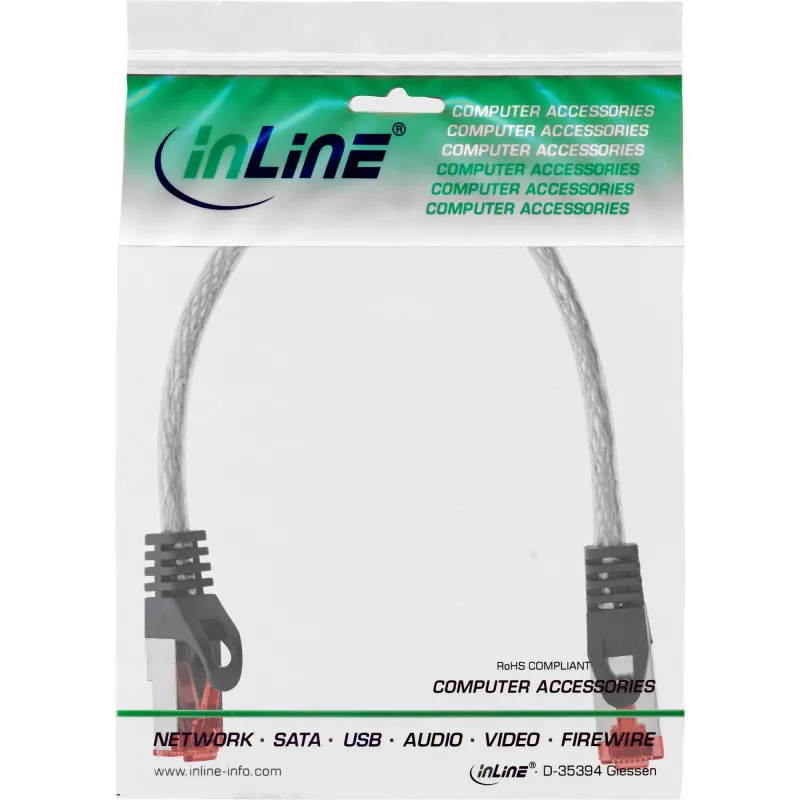 Patch kabel InLine S/FTP PiMF Cat6 250MHz RJ-45–RJ-45 PVC transparent 0.25 m