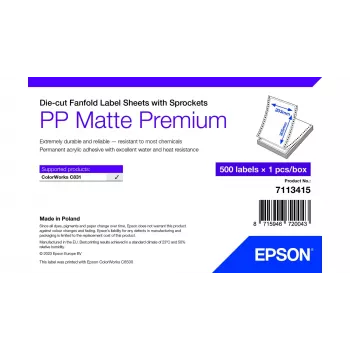 Samoprzylepne etykiety wykrojnikowe do drukarek Epson 7113415 — białe, 20,3 × 30,5 cm, 500 etykiet