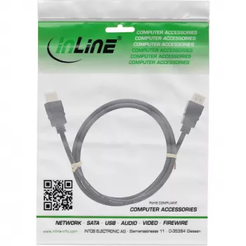Kabel InLine HDMI, HDMI High Speed z Ethernetem, wtyk / wtyk, czarny, 1m