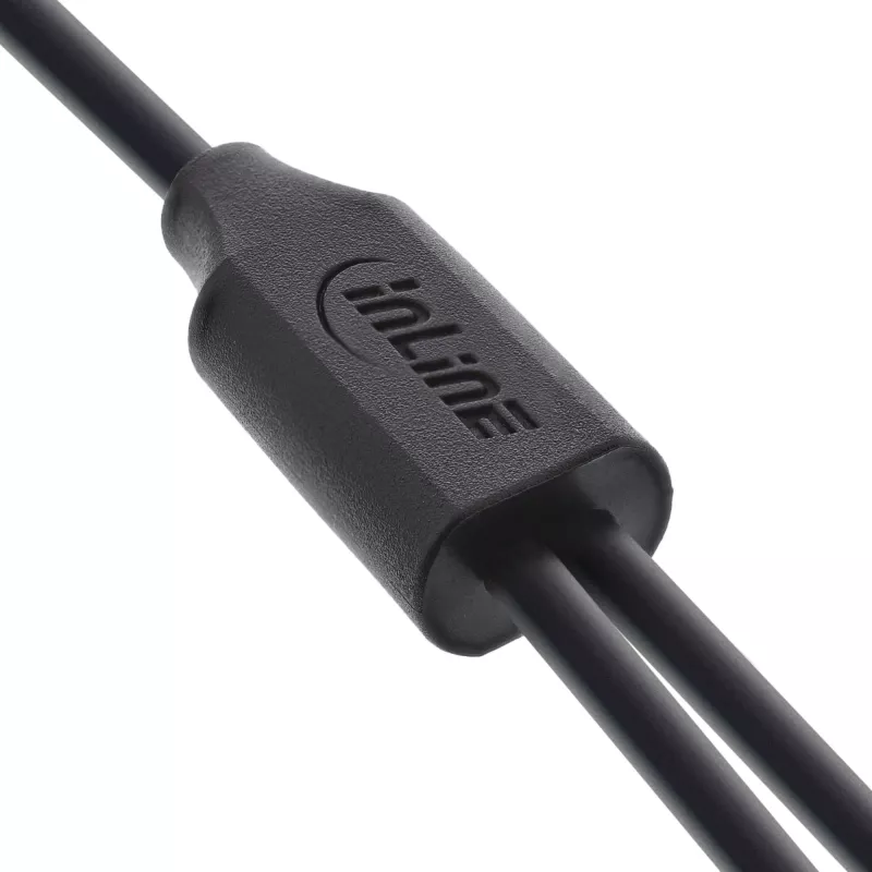 InLine USB 2w1 kabel ładujący Y, 1x USB-A męski do 2x USB-C męski, czarny 0.5m