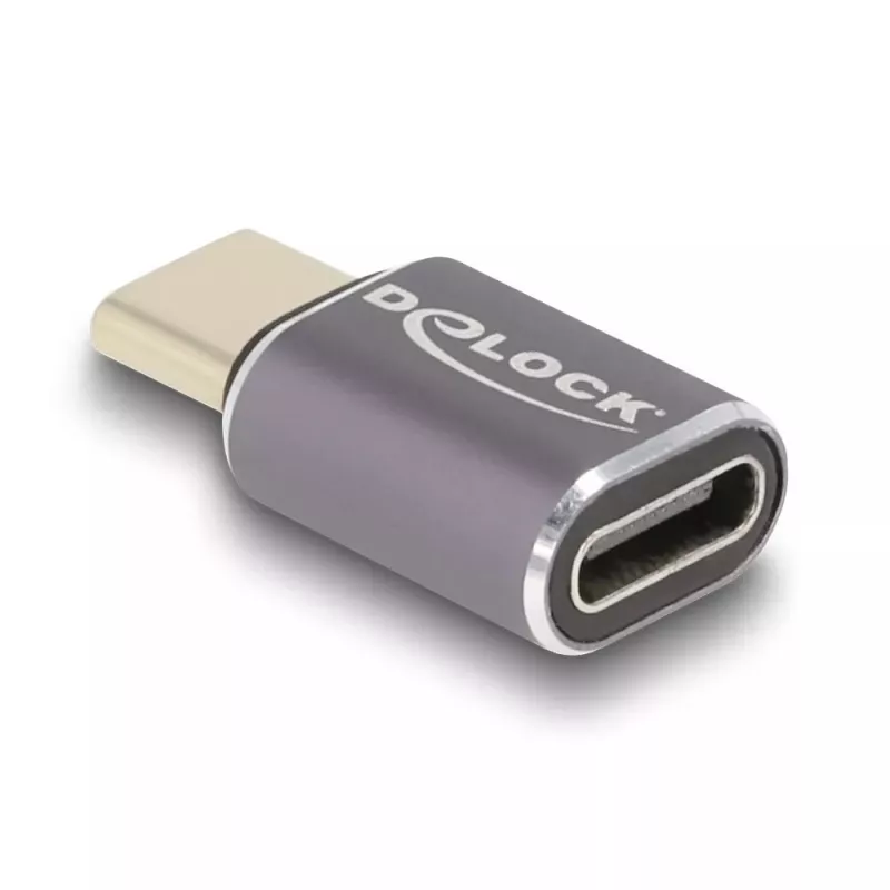 Adapter DeLOCK USB 40 Gb/s USB Type-C PD 3.0 100 W męski na żeński port saver 8K 60 Hz metal