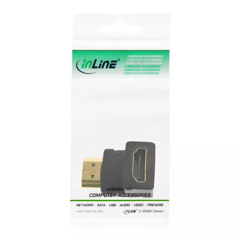 InLine Adapter HDMI męski / żeński kątowy w dół pozłacany, 4K2K