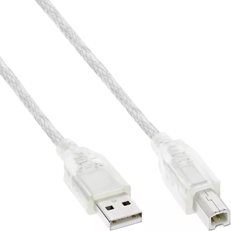 Kabel USB 2.0 Typ A męski / B męski InLine 34555T 5m przezroczysty