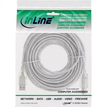 Kabel USB 2.0 Typ A męski / B męski InLine 34555T 5m przezroczysty