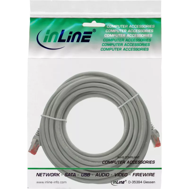 InLine Patch kabel S/FTP PiMF Cat.6 250MHz miedź bezhalogenowy szary 20m