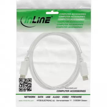 Kabel DisplayPort InLine 17205W, DisplayPort–DisplayPort, 5 m, biały, Ø7 mm