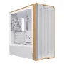Obudowa PC Lian Li Lancool 217 Midi Tower — Biała i drewno, obsługuje ATX/EATX/Micro-ITX, 2x120 mm przód, 1x140 mm tył, 1×3,5 cala + 8×2,5 cala
