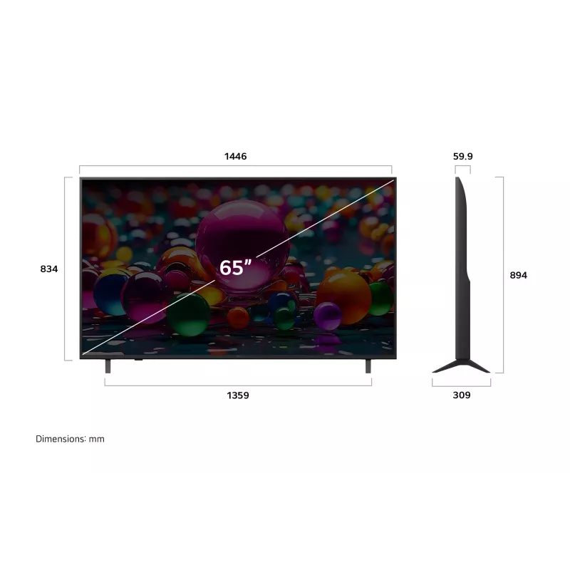 LG 65UA74003LB TV 165.1 cm (65 cali) 4K Ultra HD Smart TV Wi-Fi Czarny