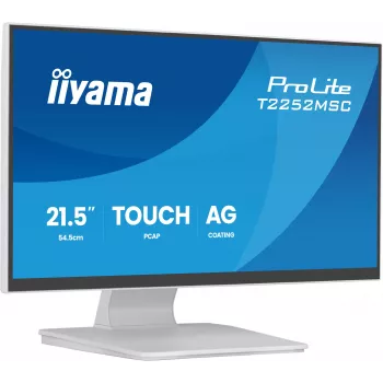 Monitor IIYAMA ProLite T2252MSC-W2AG 21,4 cala (54,5 cm) Full HD 1920x1080 LCD dotykowy, 5 ms, hub USB 3.2, głośniki, VESA, biały