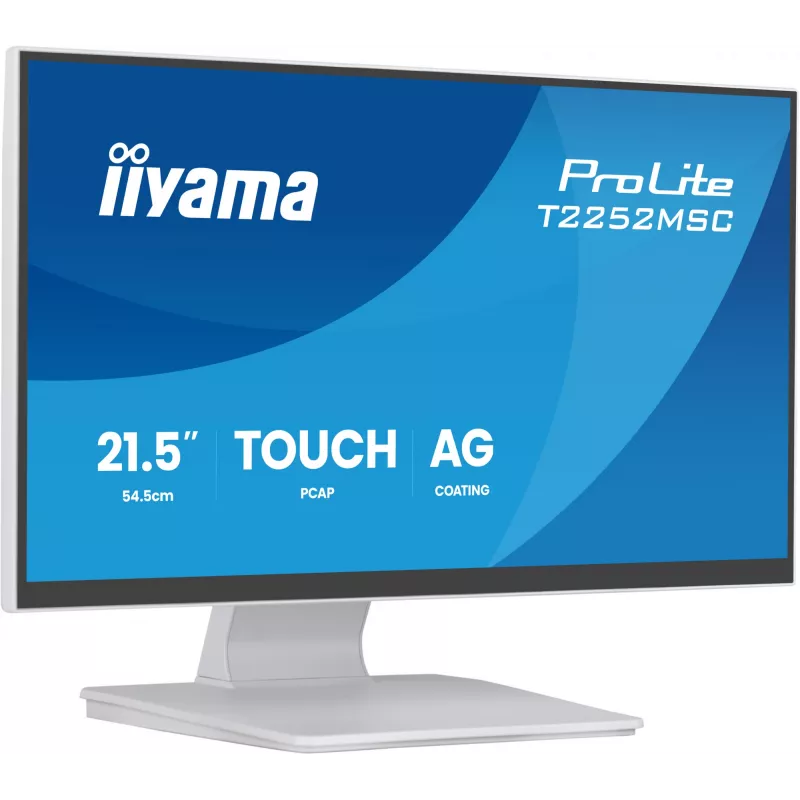 Monitor IIYAMA ProLite T2252MSC-W2AG 21,4 cala (54,5 cm) Full HD 1920x1080 LCD dotykowy, 5 ms, hub USB 3.2, głośniki, VESA, biały