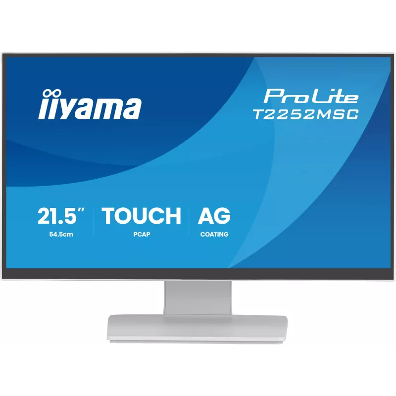 Monitor IIYAMA ProLite T2252MSC-W2AG 21,4 cala (54,5 cm) Full HD 1920x1080 LCD dotykowy, 5 ms, hub USB 3.2, głośniki, VESA, biały