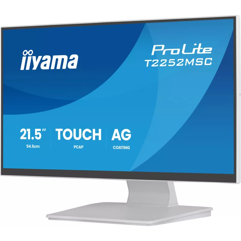 Monitor IIYAMA ProLite T2252MSC-W2AG 21,4 cala (54,5 cm) Full HD 1920x1080 LCD dotykowy, 5 ms, hub USB 3.2, głośniki, VESA, biały