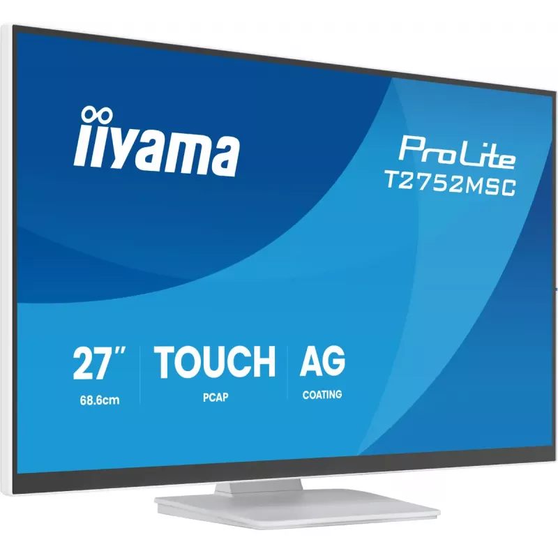 27-calowy monitor LCD z ekranem dotykowym IIYAMA ProLite T2752MSC-W1AG 1920 x 1080 Full HD biały, 5 ms, USB 3.2 Gen1, głośniki, VESA